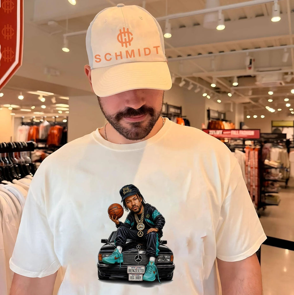 Boldy James on black Mercedes-Benz vintage shirt