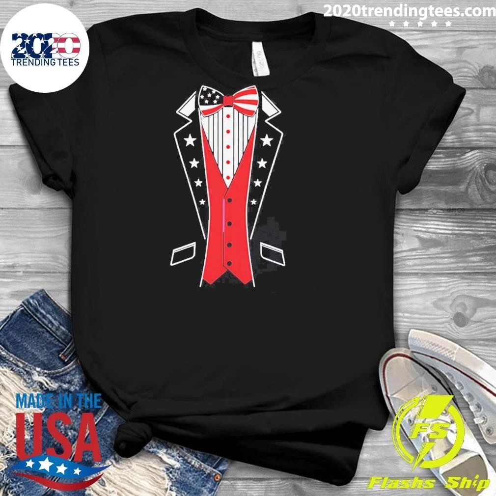 Patriotic American Flag Tuxedo Fourth Of July Shirt