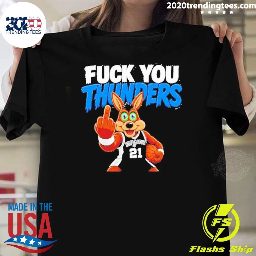 Spurs The Coyote Mascot Middle Finger Fuck You Thunders Shirt