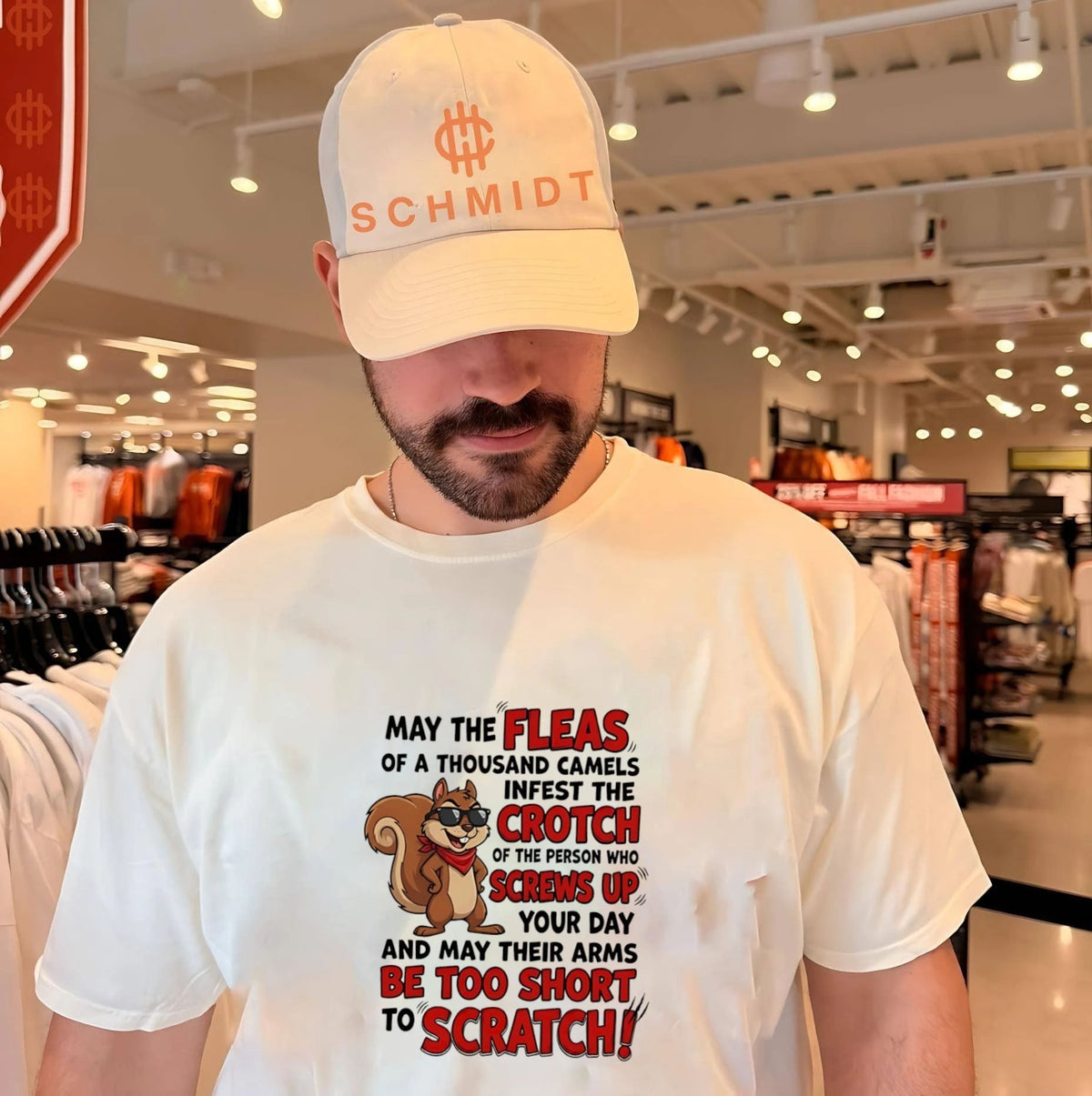 May the fleas of a thousand camels infest the crotch of the person cartoon squirrel shirt