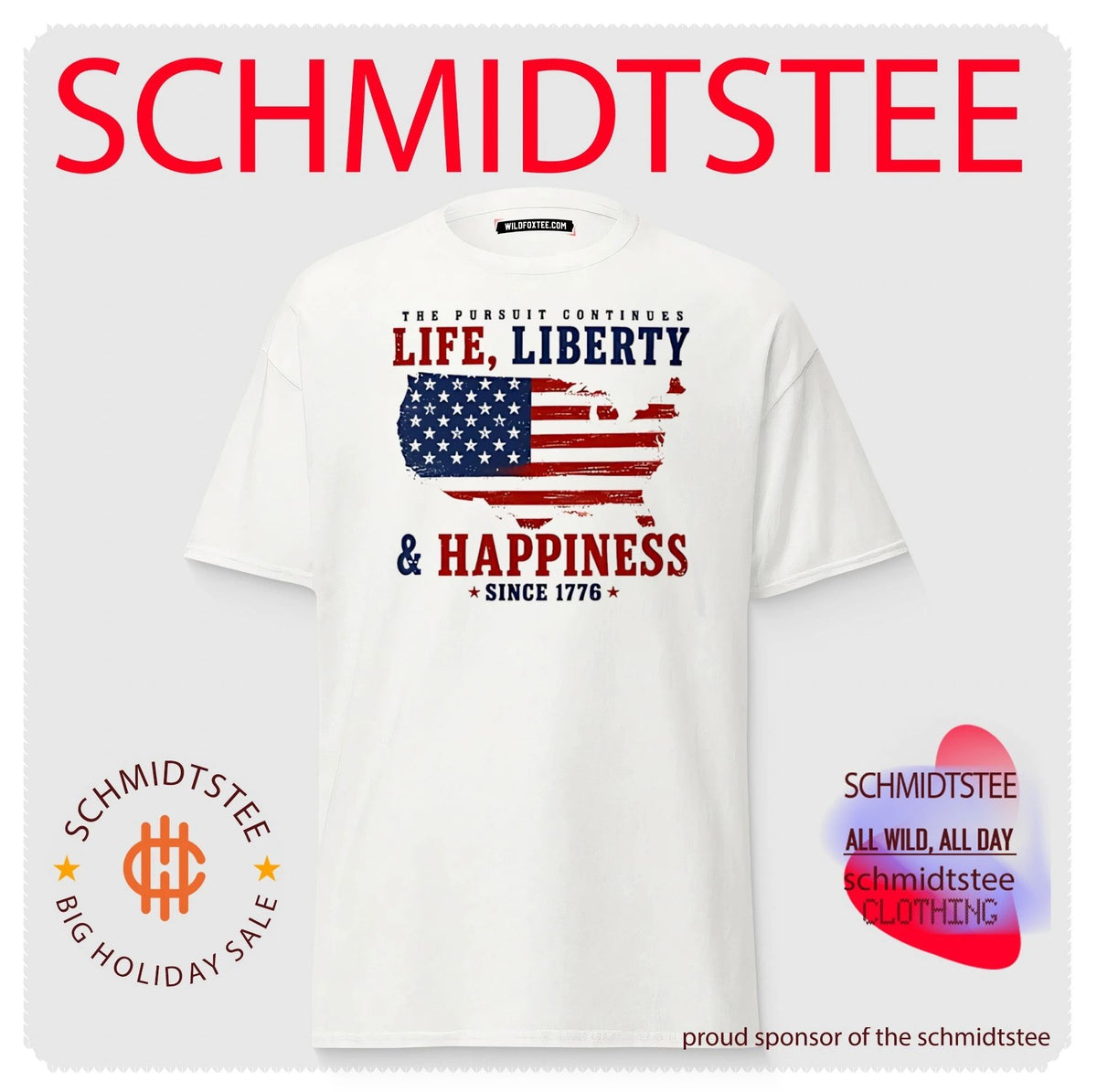 The pursuit continues life liberty and happiness since 1776 America flag shirt