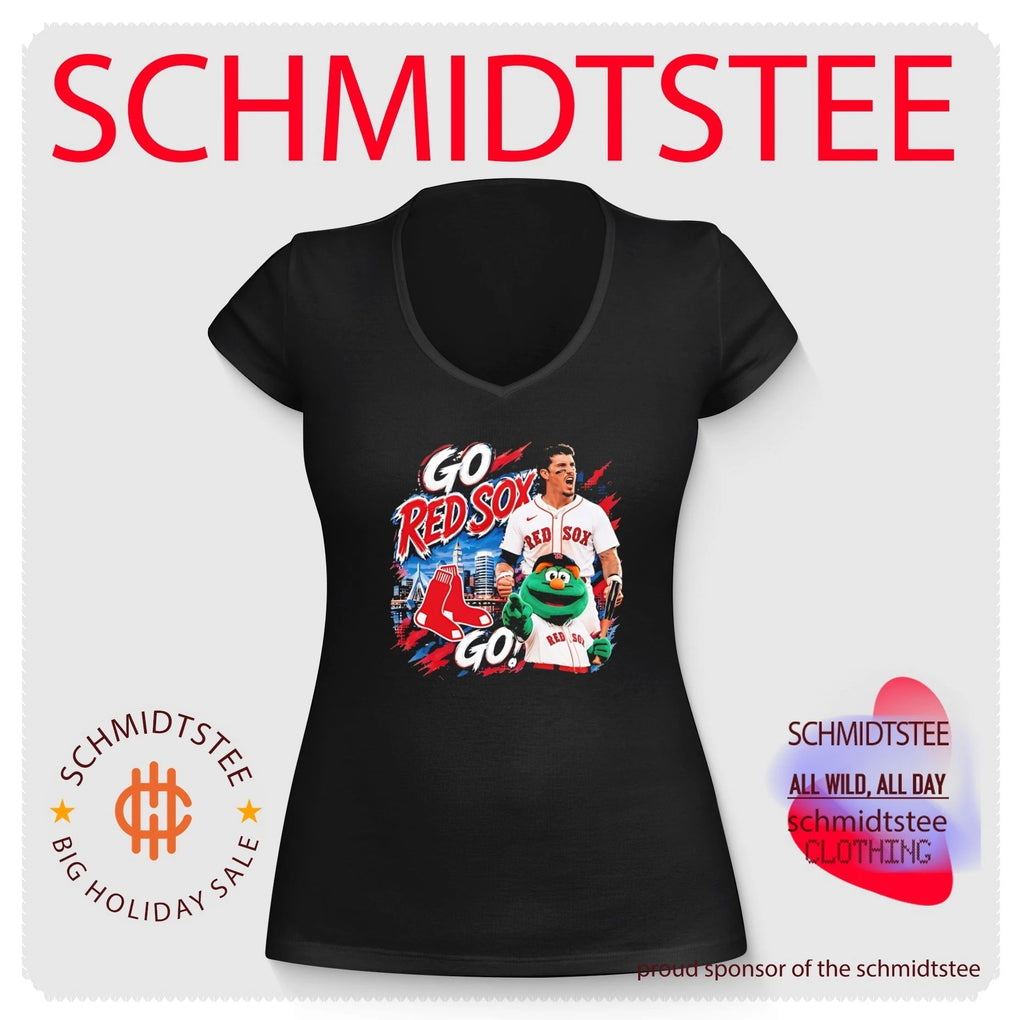 Boston Red Sox Mascot and Player Go Red Sox Go shirt