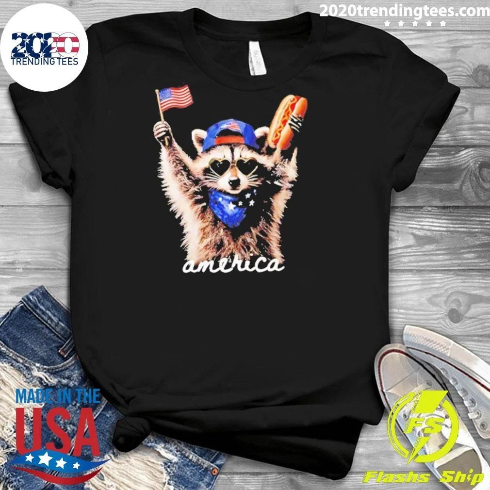 America Raccoon Hot Dog 4th Of July Shirt