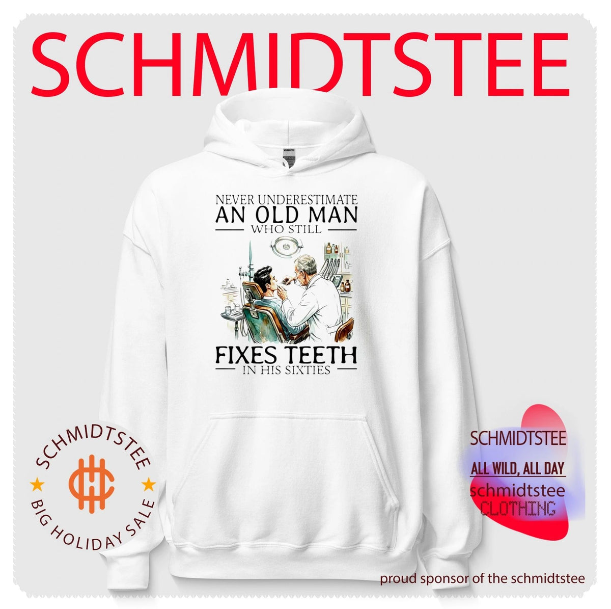 Never underestimate an old man who still fixes teeth in his sixties shirt