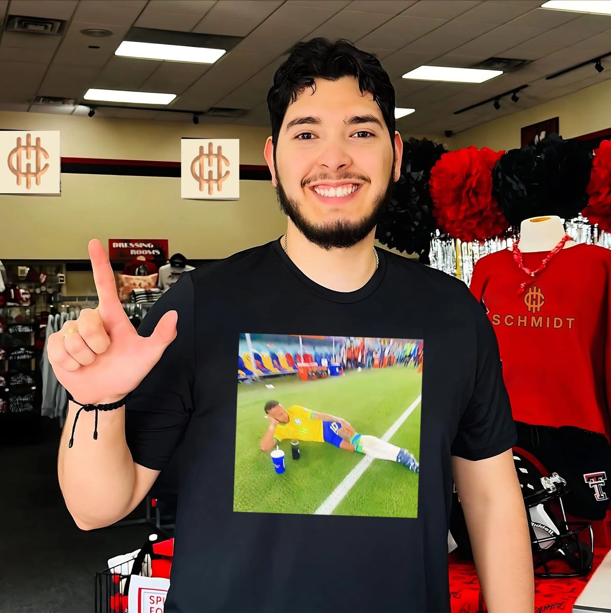Neymar Jr chilling on pitch World Cup 2026 meme shirt