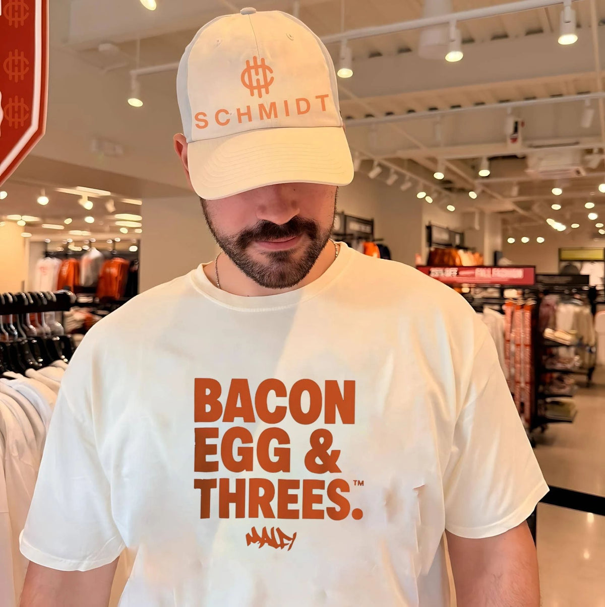 Bacon egg and threes Knicks shirt
