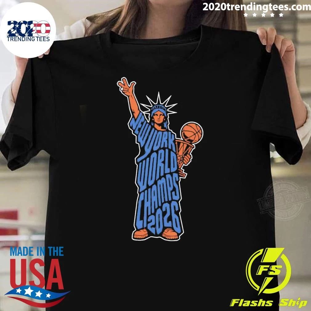 The Statue Of Liberty Holding A Basketball Trophy Ny 2026 Champs Shirt