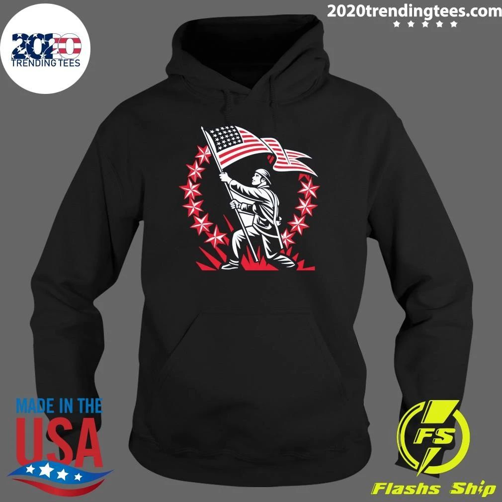 Patriotic American Flag Raising Soldier USA Pride Shirt
