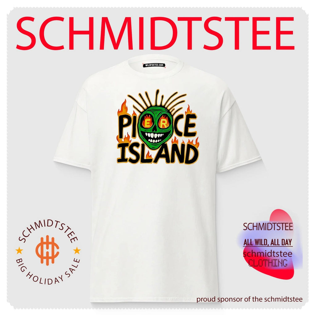 Spooky Island pierce Island green skull graphic shirt