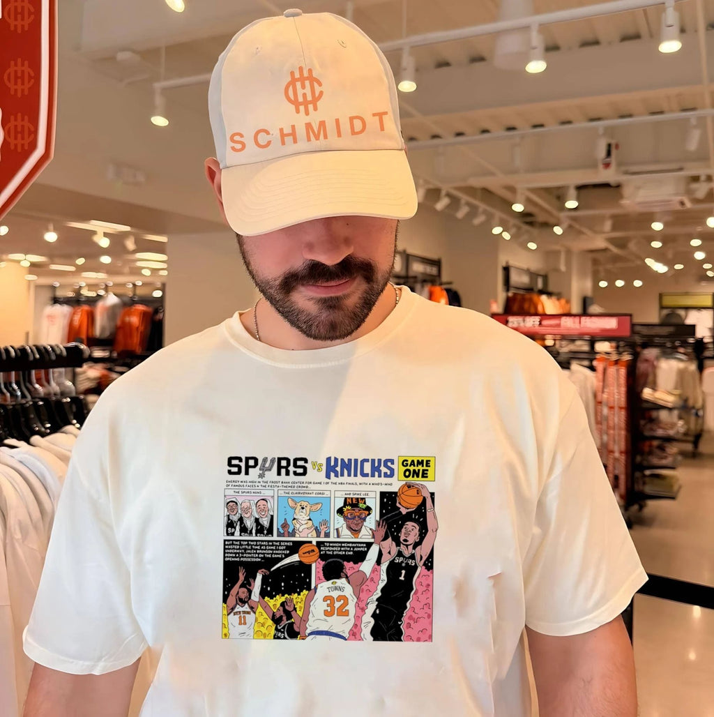 Spurs vs Knicks Game One comic shirt