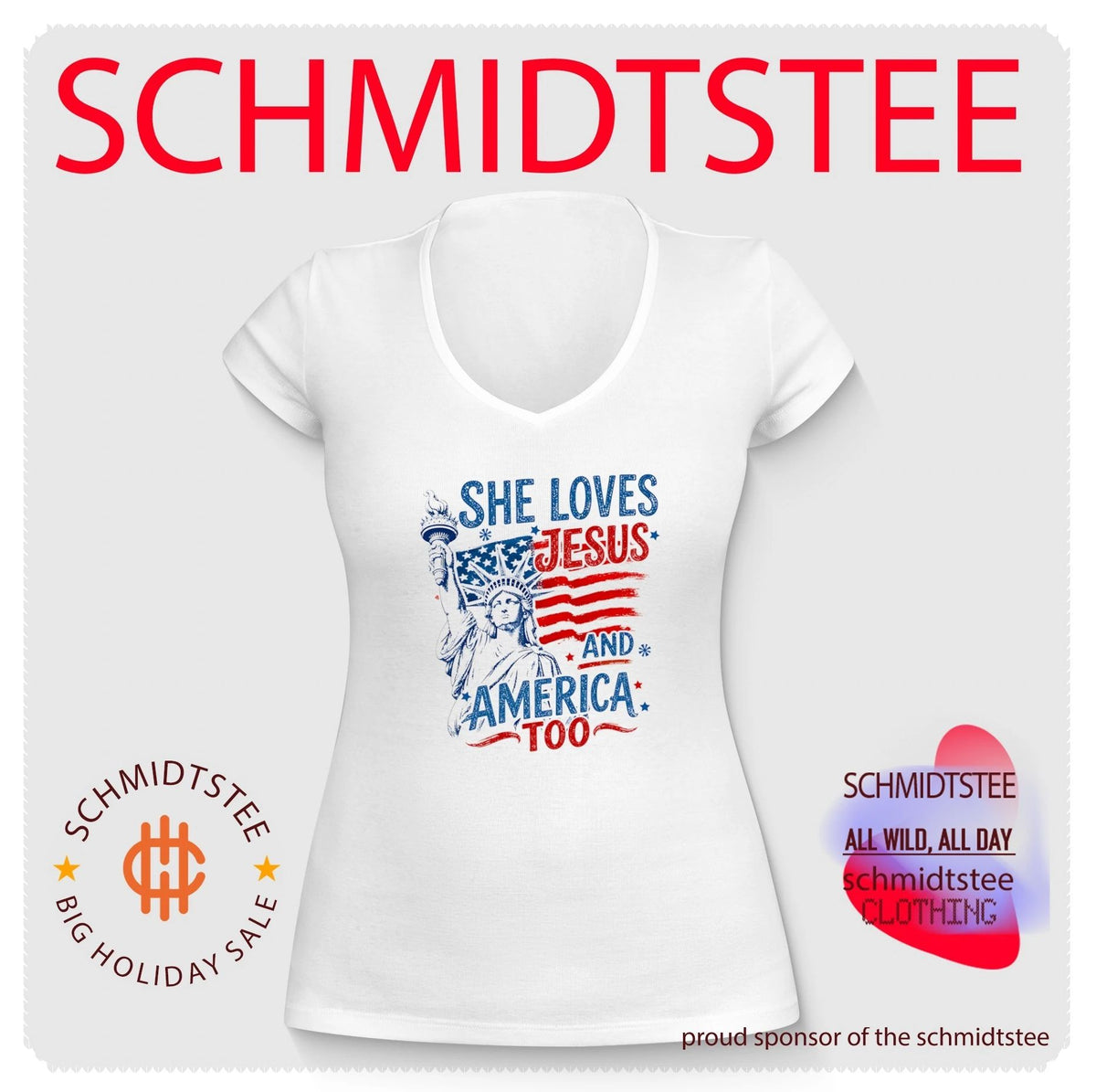 She Loves Jesus and America Too 4th of July Faith shirt
