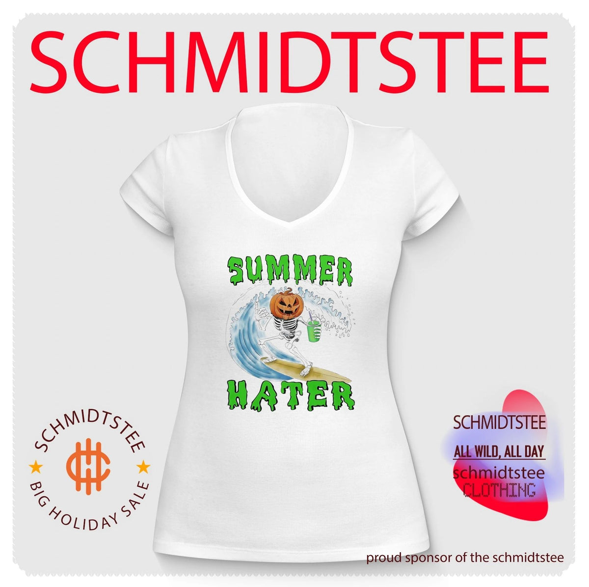 Summer Hater Skeleton Surfing with Pumpkin Head shirt