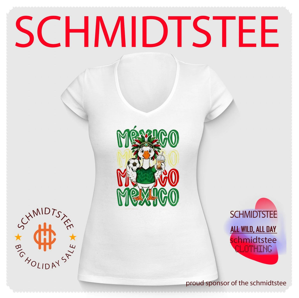 Mexico Soccer World Cup 2026 Goose with Headdress and Iced Coffee shirt
