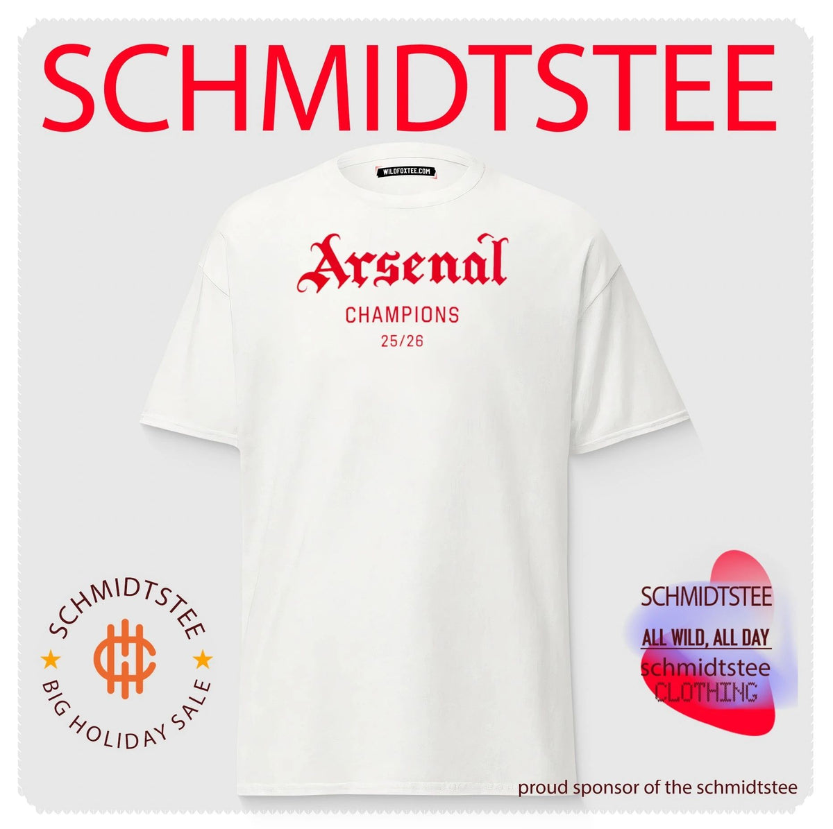 Arsenal AFC PL Champions 2025 2026 logo shirt