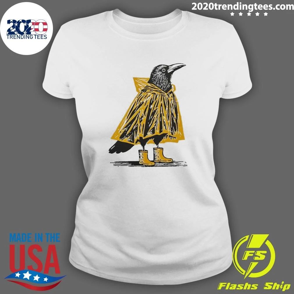 Crow with Coat Illustration Raincoat Shirt