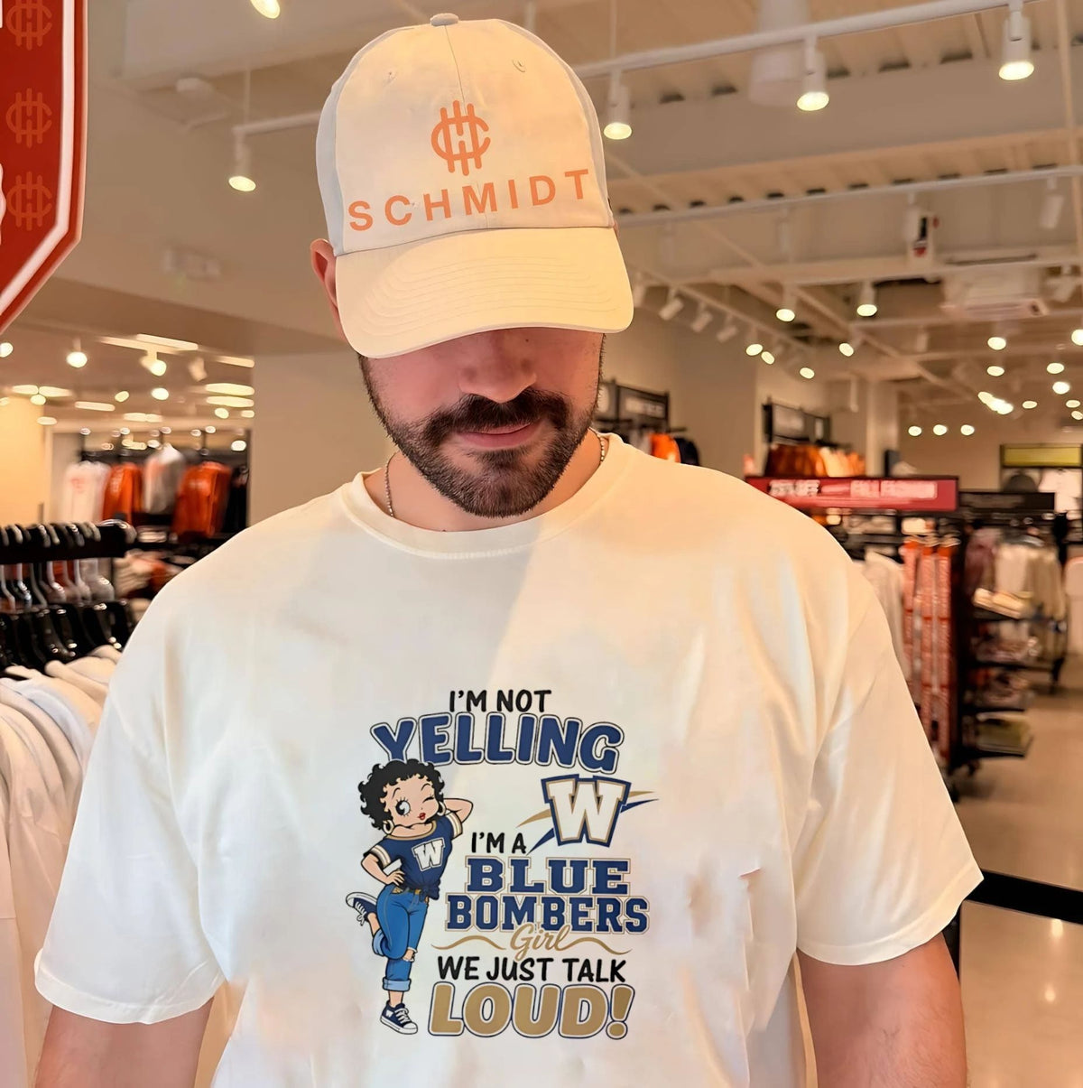 I’m not yelling I’m a Blue Bombers girl we just talk loud shirt