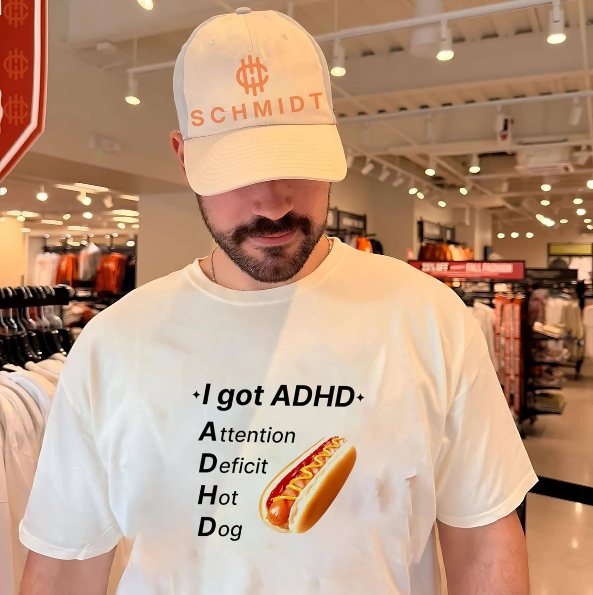 I Got ADHD Attention Deficit Hot Dog Funny Food Pun shirt