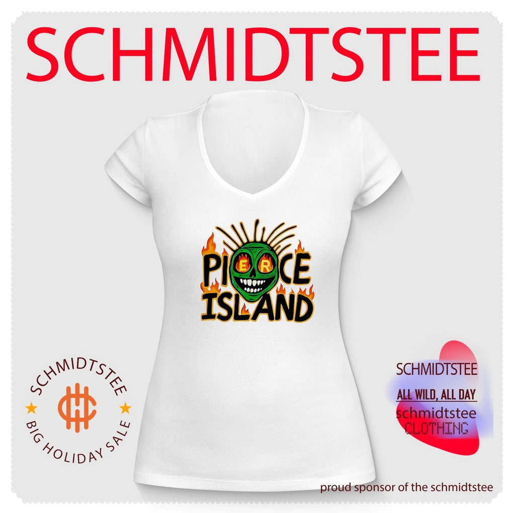 Spooky Island pierce Island green skull graphic shirt