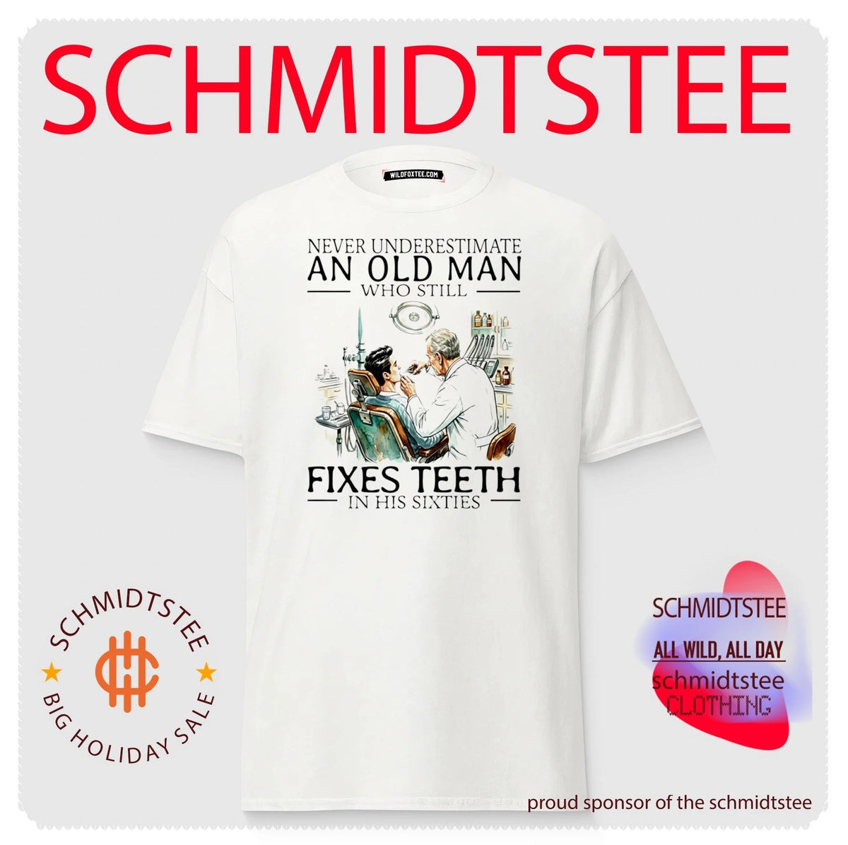 Never underestimate an old man who still fixes teeth in his sixties shirt