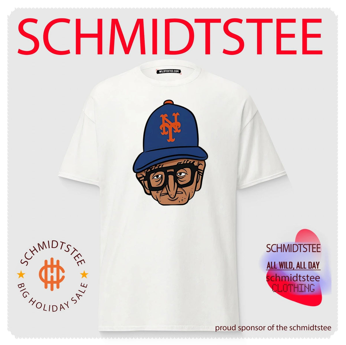 Old Jewish Men New York Mets big head caricature shirt