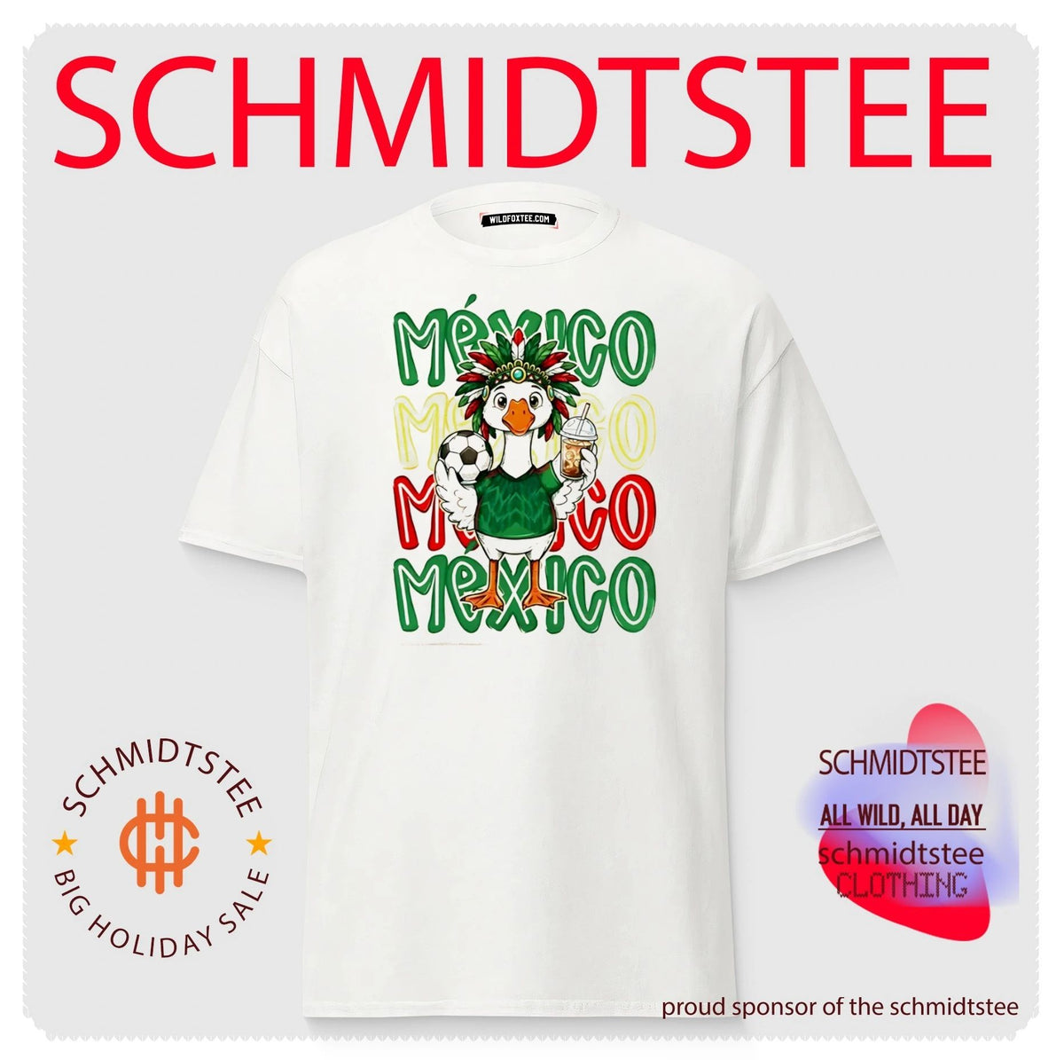 Mexico Soccer World Cup 2026 Goose with Headdress and Iced Coffee shirt