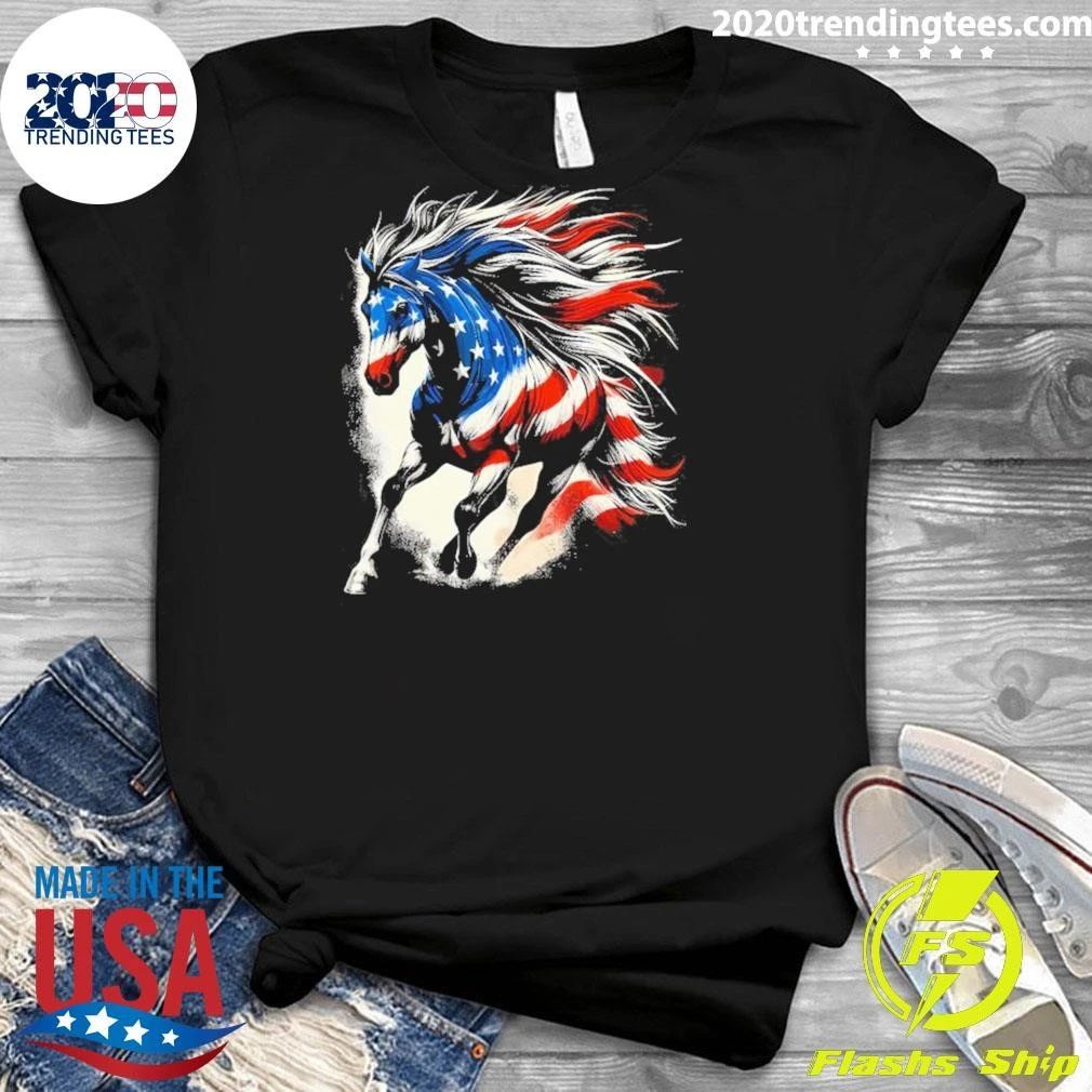 Horse American 4th Of July 2026 Flag USA Shirt