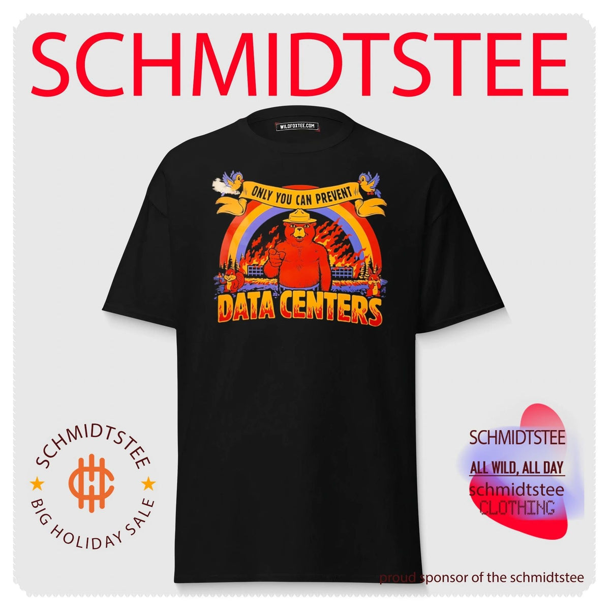 Smokey Bear on fire only you can prevent data centers shirt