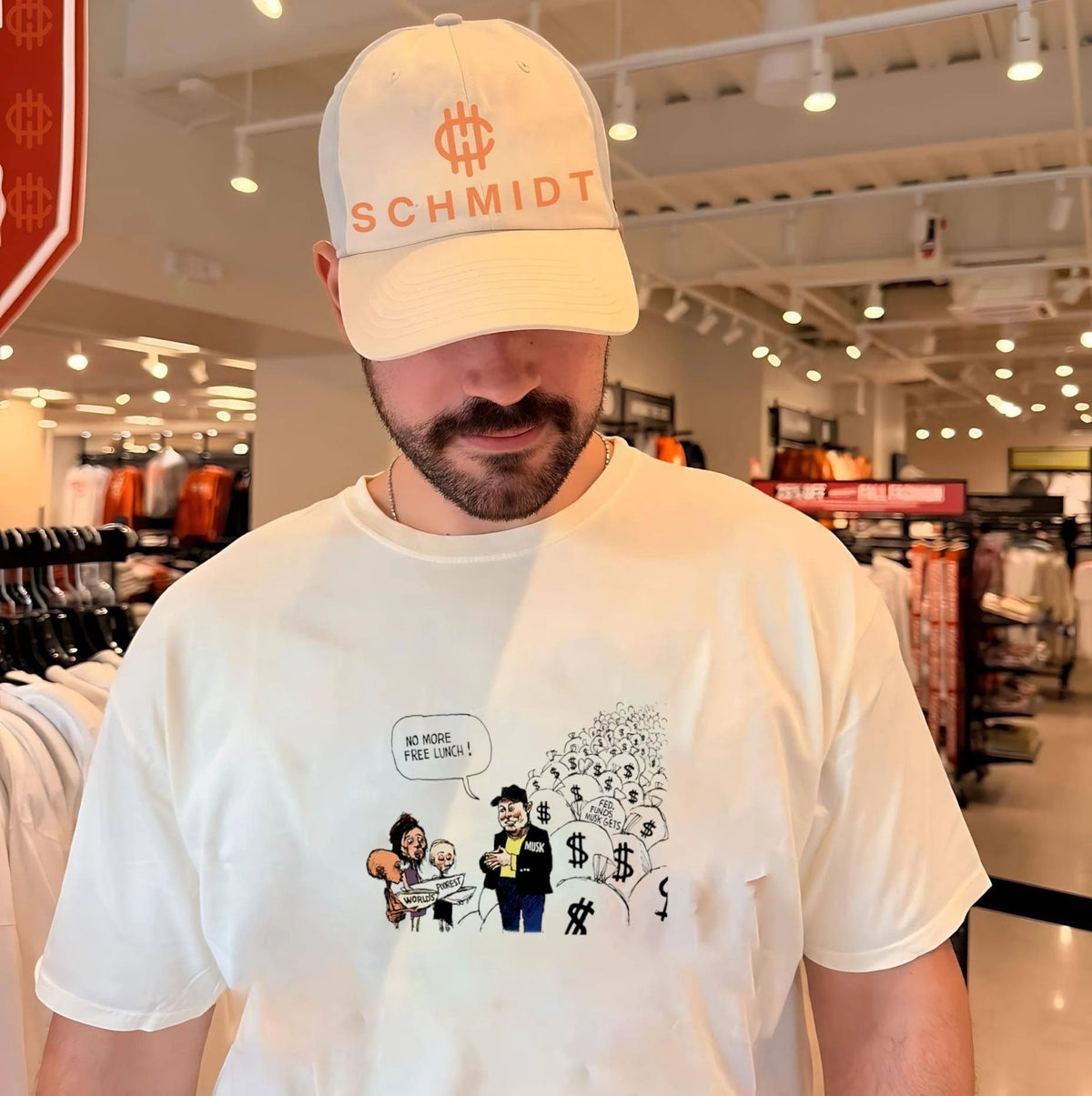 Elon Musk no more free lunch political cartoon shirt