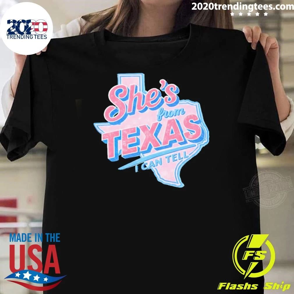 Map USA 2026 She’s From Texas I Can Tell Texas Vintage Shirt