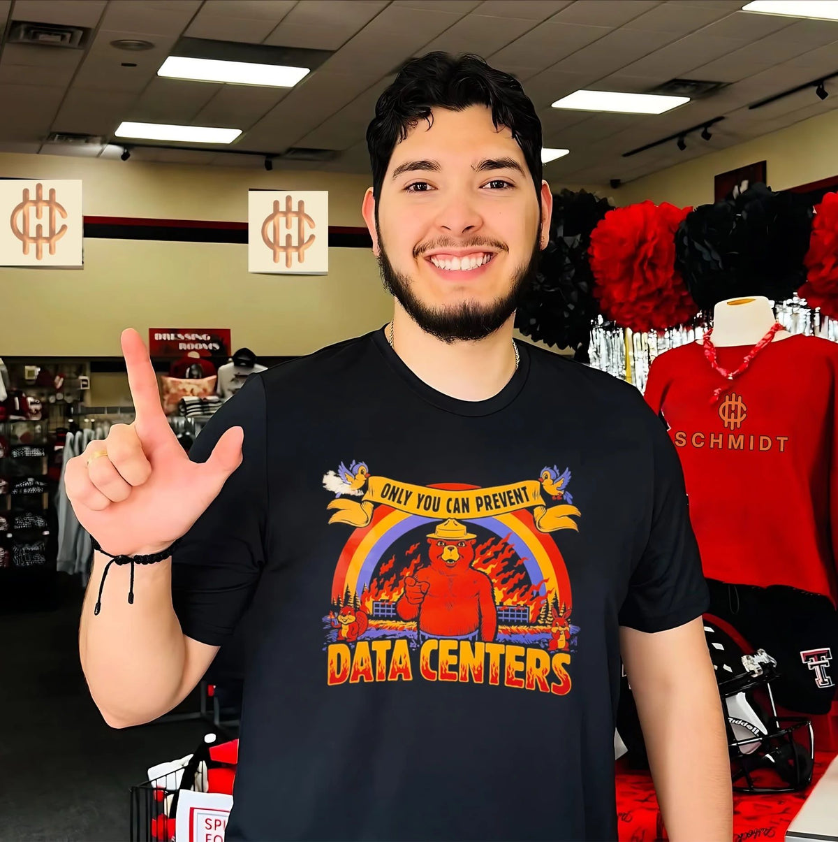 Smokey Bear on fire only you can prevent data centers shirt