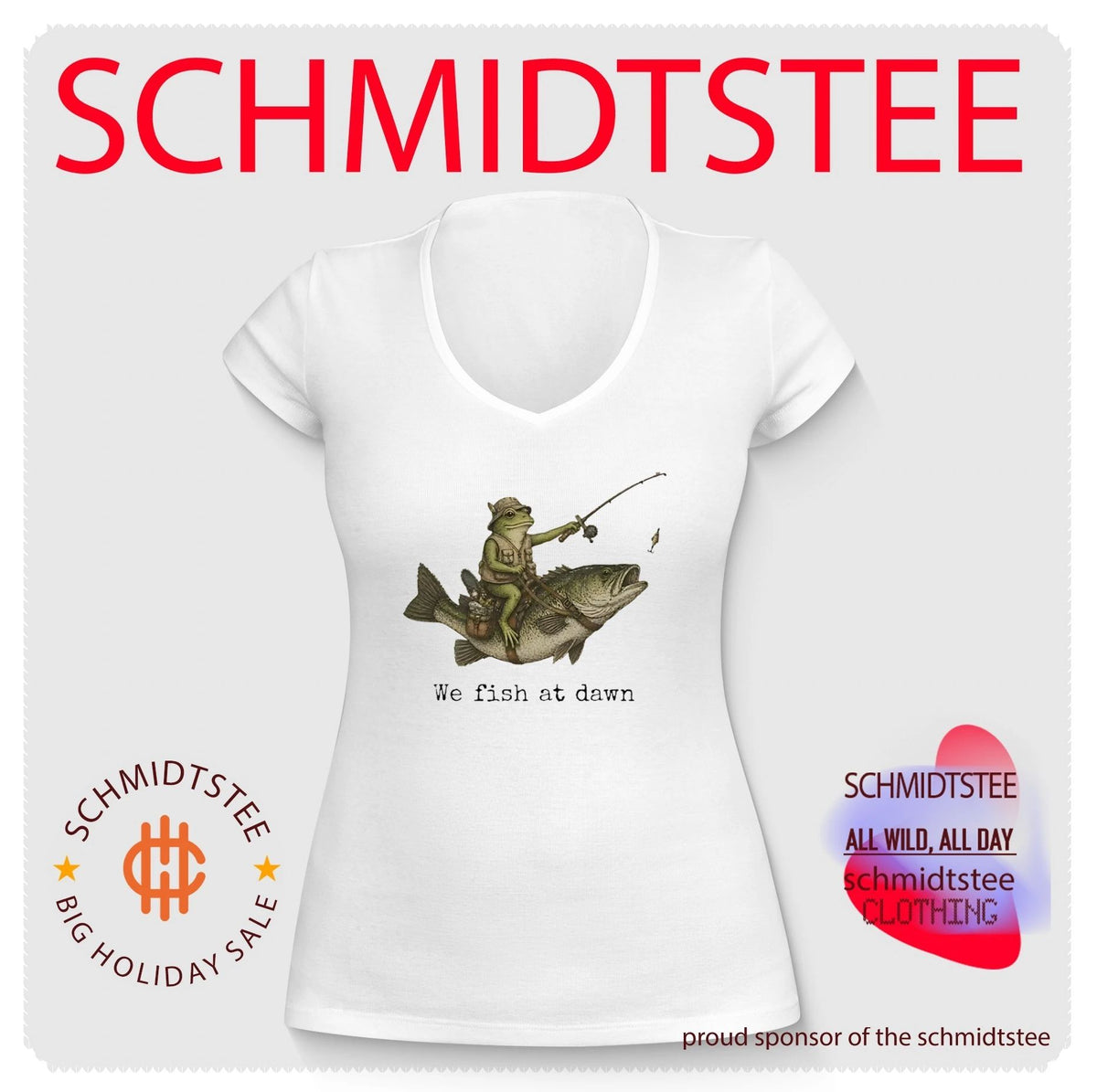 Frog Riding a Bass Fish We Fish at Dawn shirt