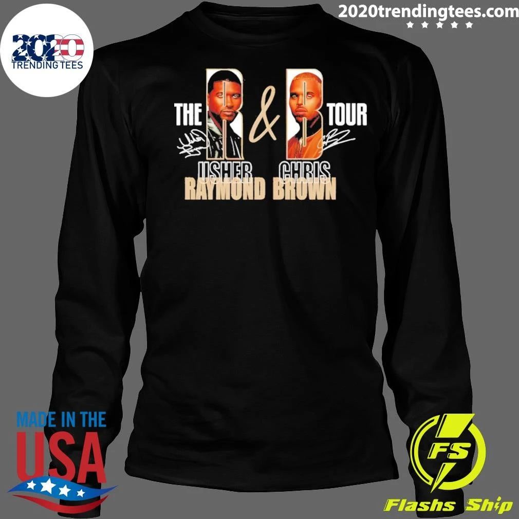 Usher And Chris Brown The R & B Tour Raymond Brown Music Concert Signatures Shirt