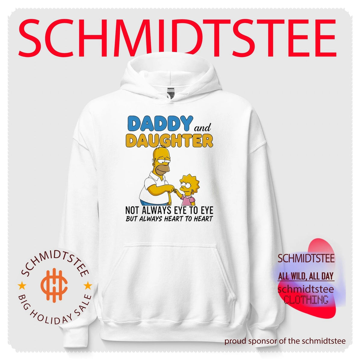 Daddy and daughter not always eye to eye but always heart to heart Simpson shirt