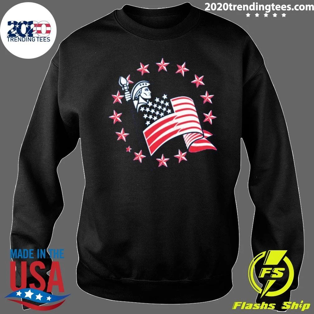 Patriotic Lady Liberty Holding American Flag USA Pride Shirt