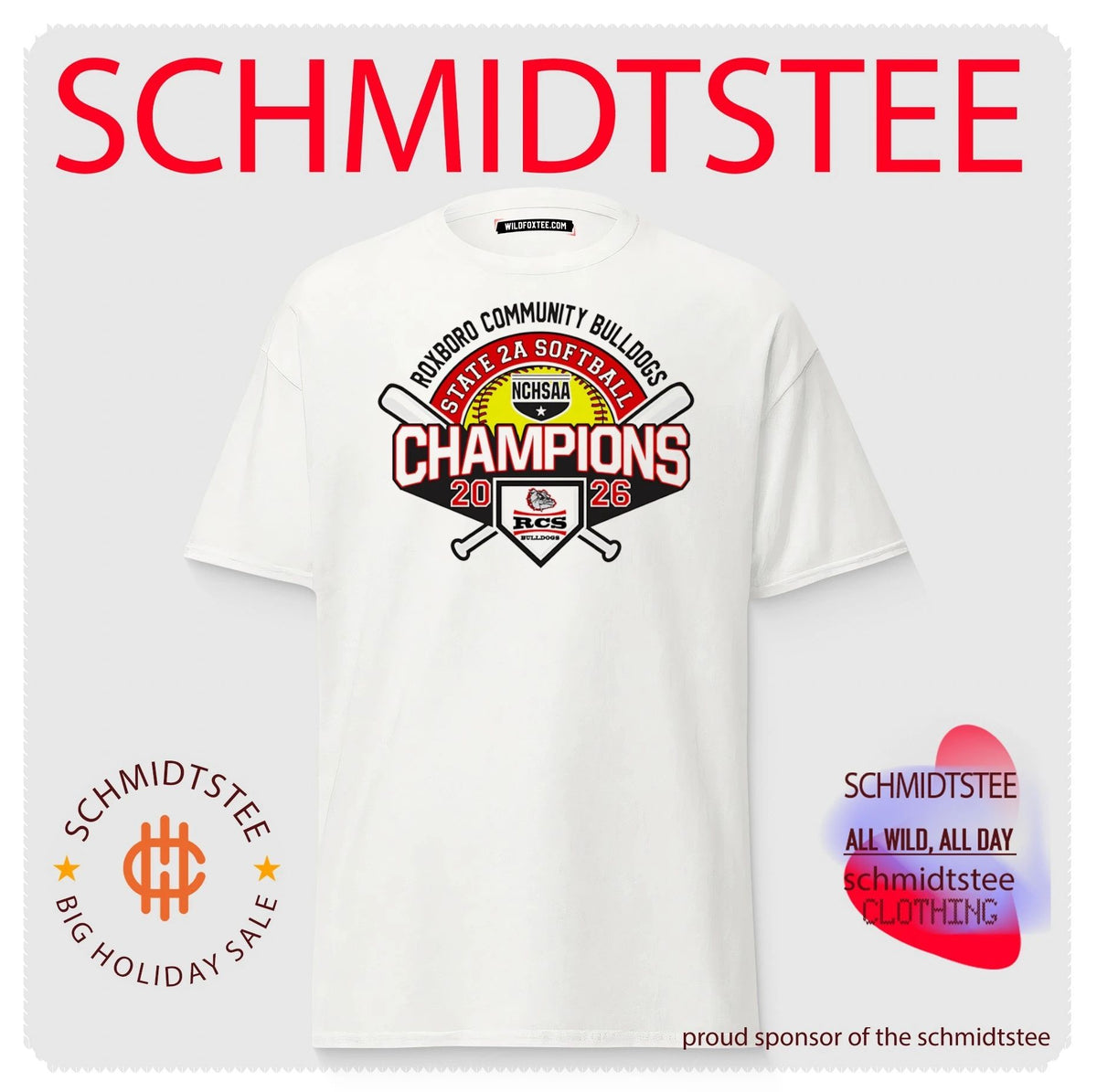 Roxboro Community Bulldogs 2026 NCHSAA State 2A Softball Champions shirt