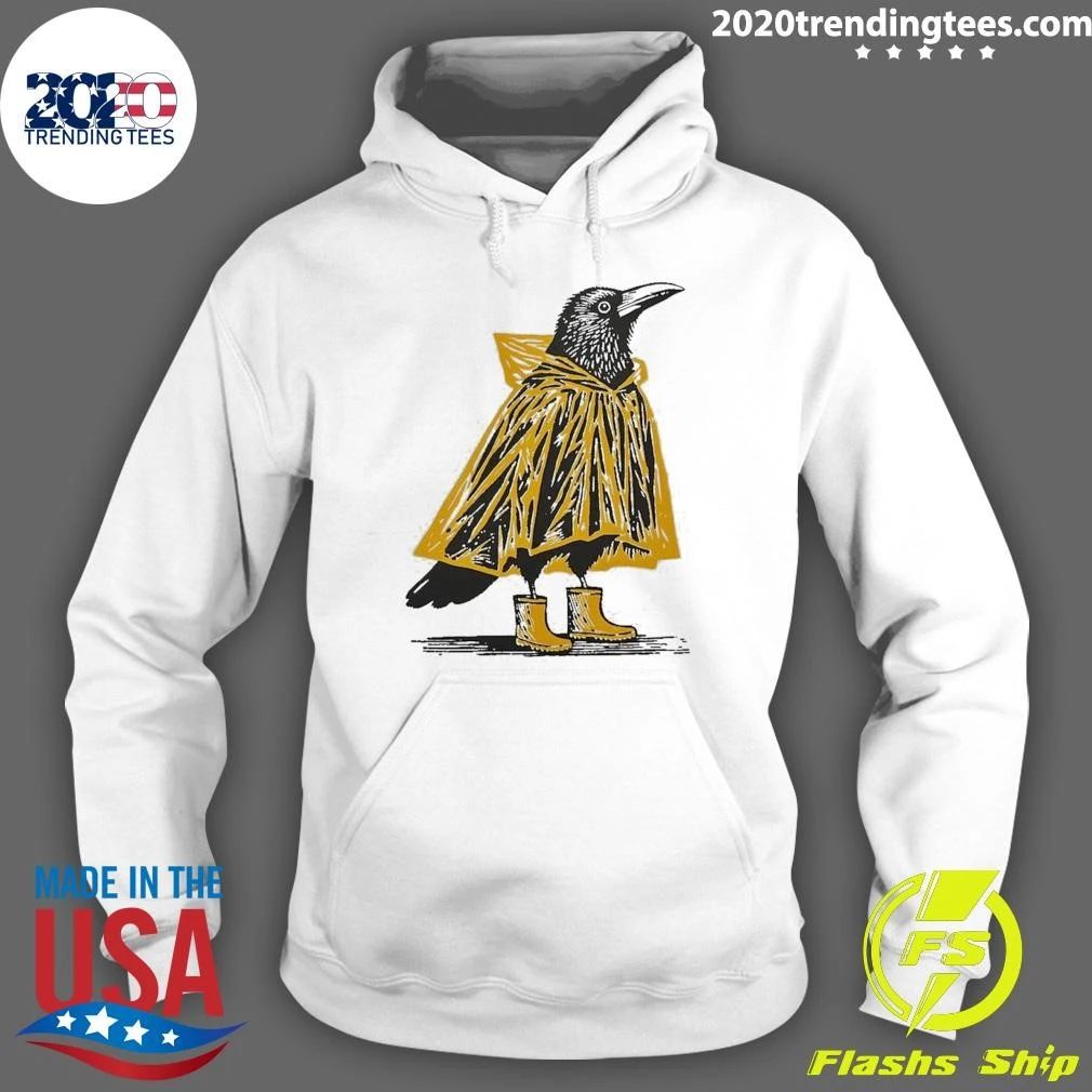 Crow with Coat Illustration Raincoat Shirt