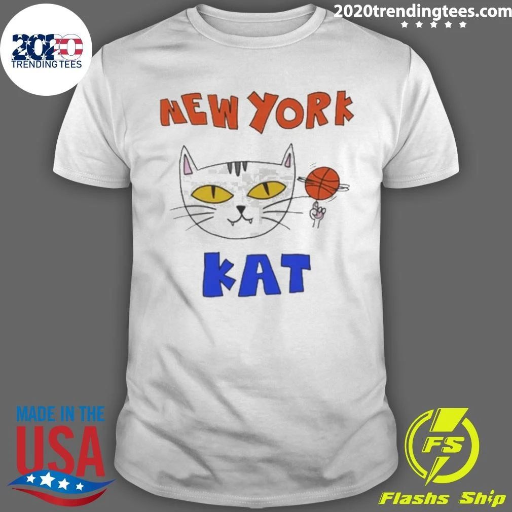 Basketball Cat Gray Feline New York Kat Fun Apparel Funny Shirt