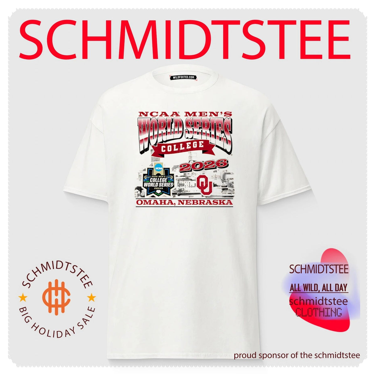 Oklahoma Baseball 2026 Men’s College World Series skyline shirt