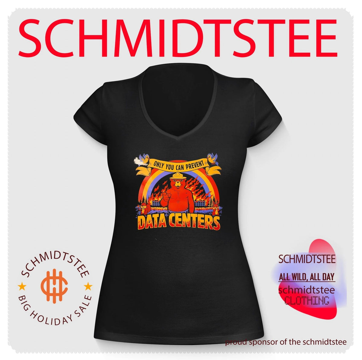 Smokey Bear on fire only you can prevent data centers shirt
