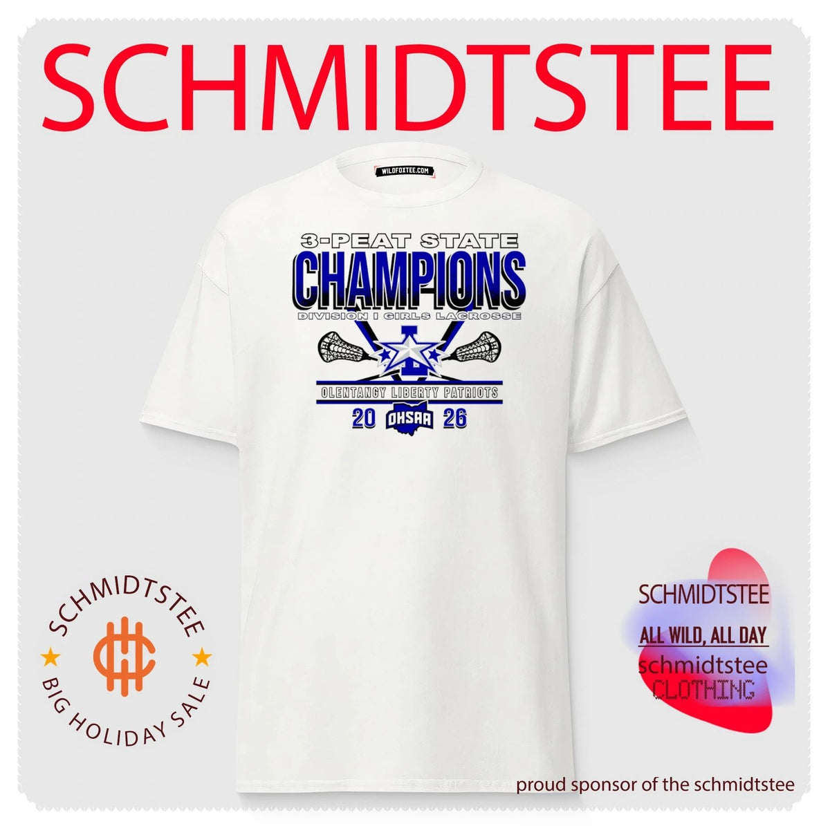 Olentangy Liberty Patriots 2026 OHSAA Girls Lacrosse D1 3-Peat State Champions shirt