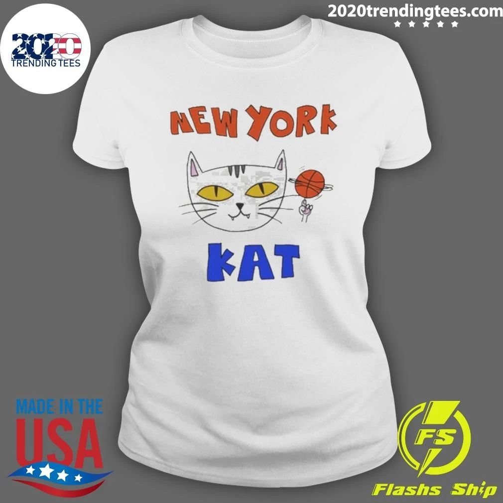 Basketball Cat Gray Feline New York Kat Fun Apparel Funny Shirt