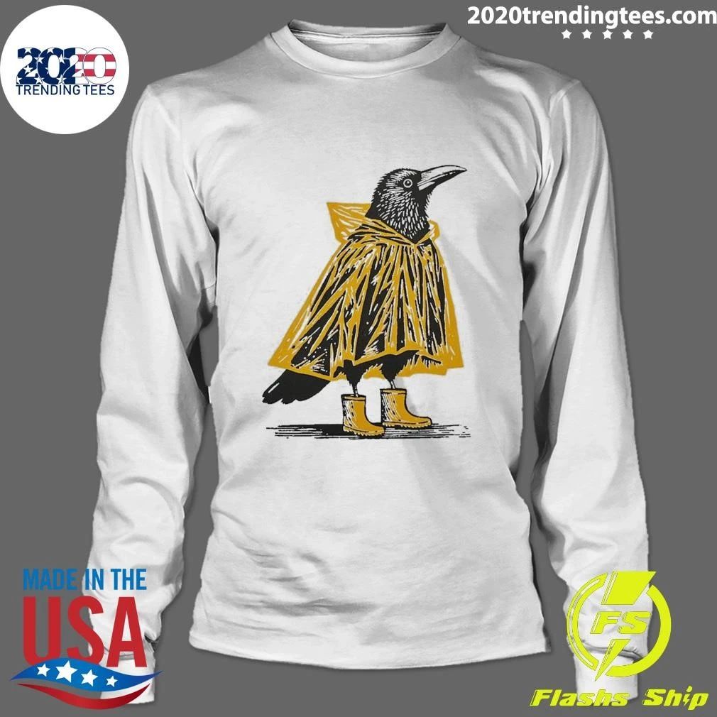 Crow with Coat Illustration Raincoat Shirt