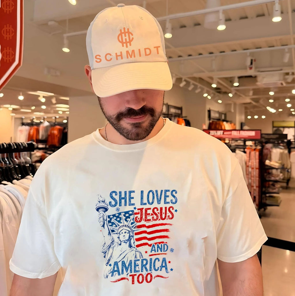 She Loves Jesus and America Too 4th of July Faith shirt