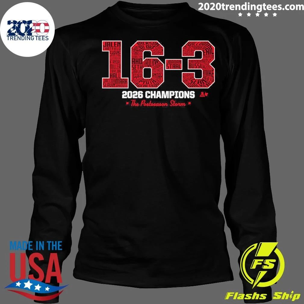 Carolina Hockey 16-3 2026 Champions The Postseason Storm Shirt