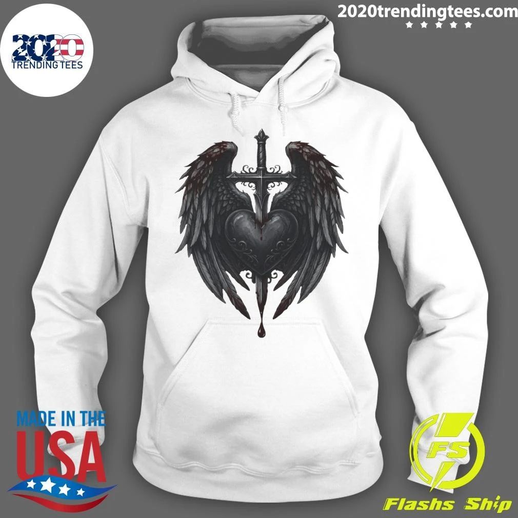 Gothic Heart Cross With Angel Wings Shirt