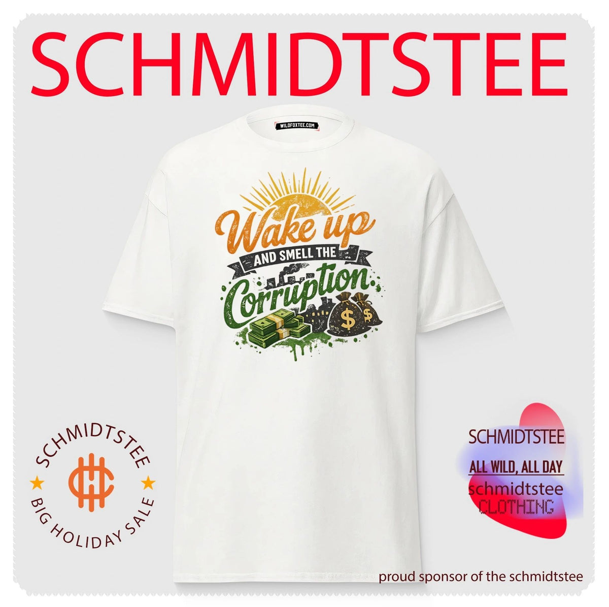 Wake up and smell the corruption sunset and money illustration shirt