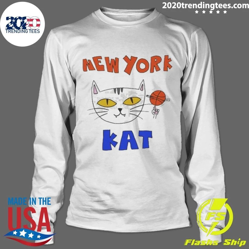 Basketball Cat Gray Feline New York Kat Fun Apparel Funny Shirt