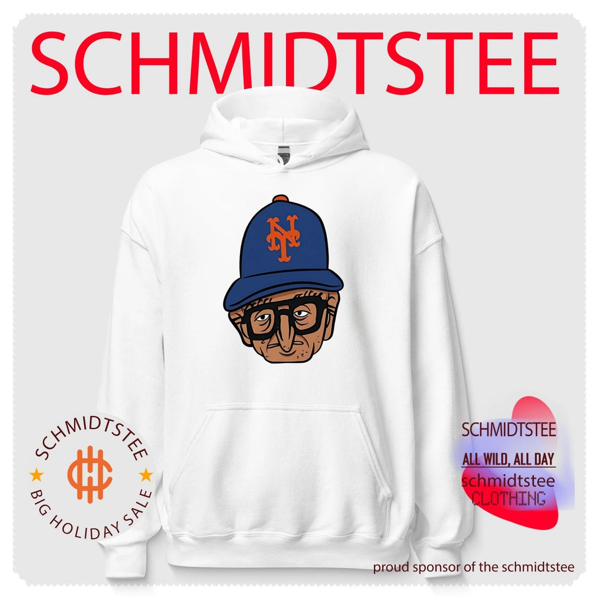Old Jewish Men New York Mets big head caricature shirt