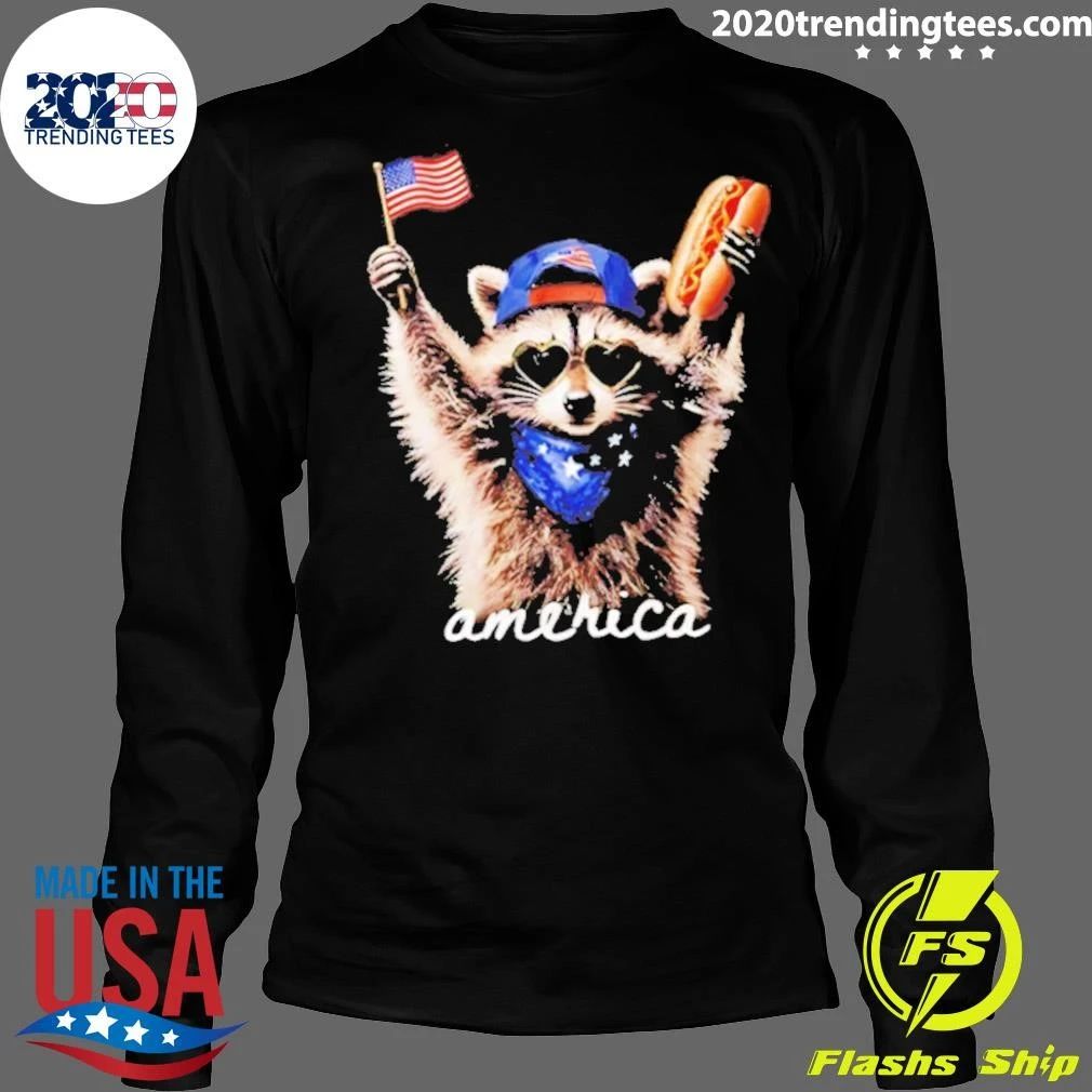 America Raccoon Hot Dog 4th Of July Shirt