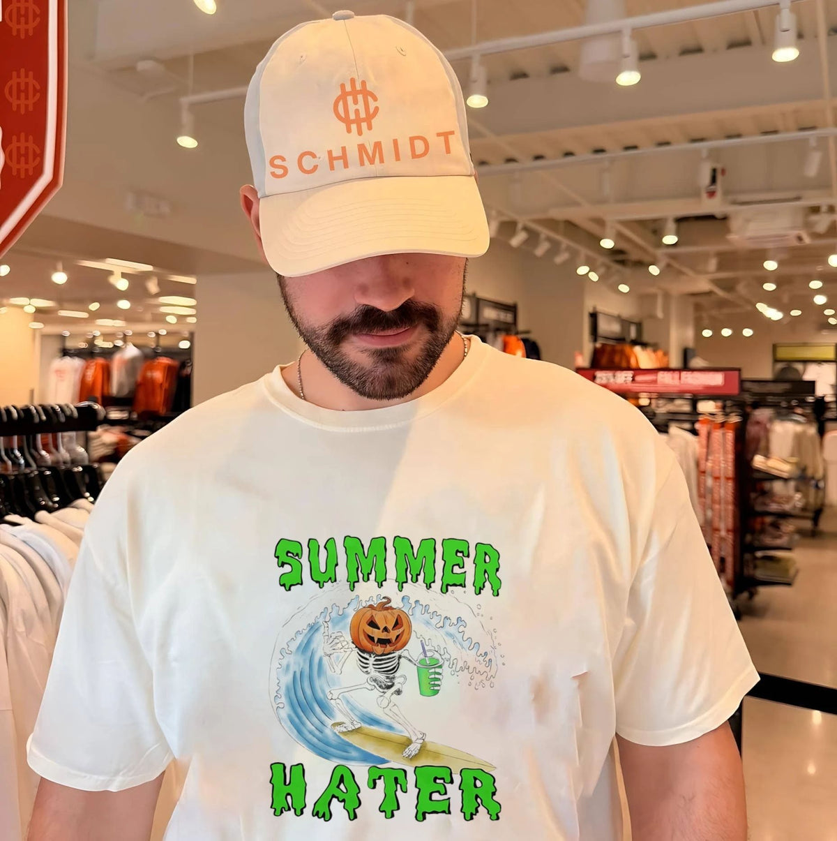 Summer Hater Skeleton Surfing with Pumpkin Head shirt